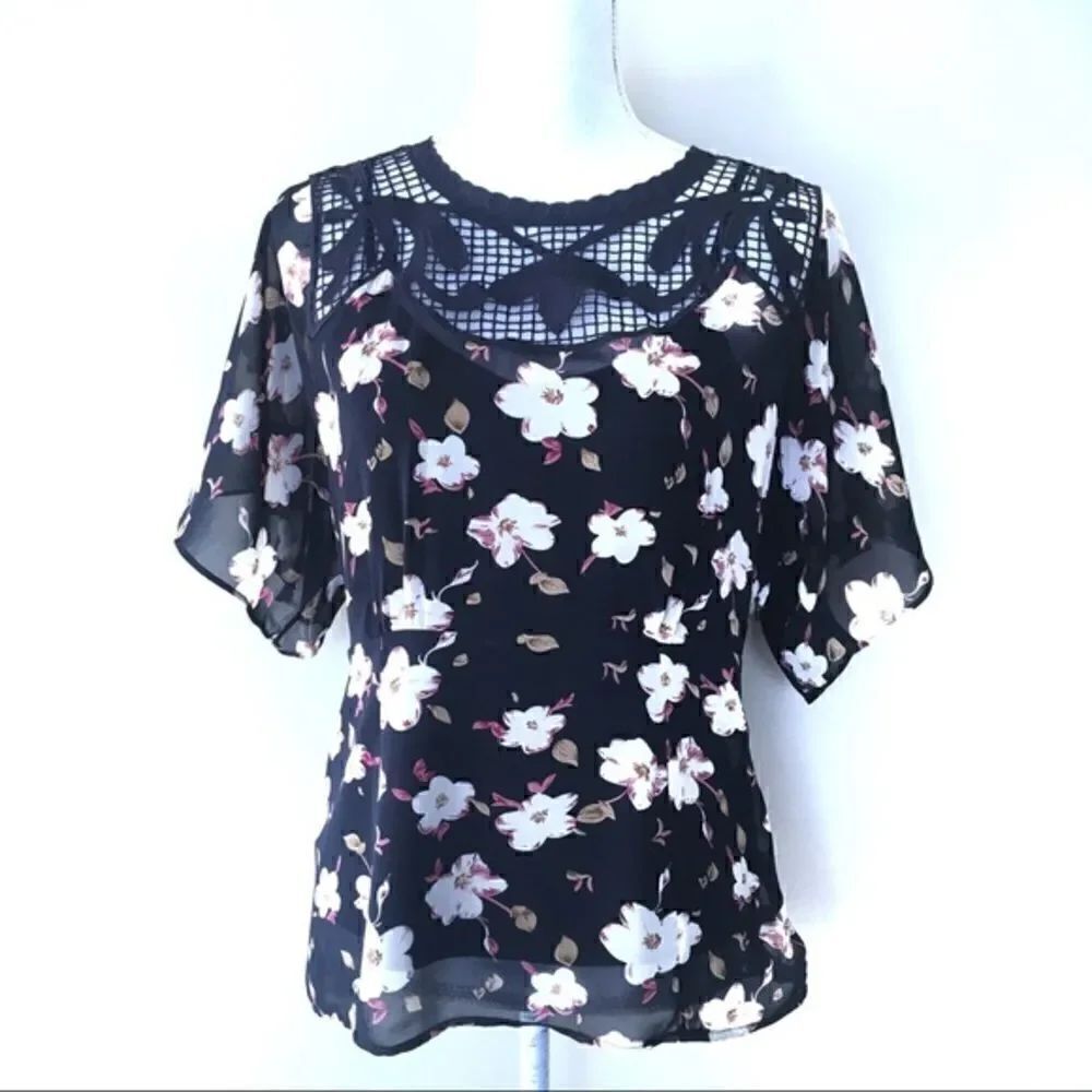 Anthropologie Meadow Rue Floral Layered Blouse